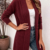Marlowe | Bordeauxrood Ribgebreid Vest met Knoop