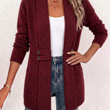 Marlowe | Bordeauxrood Ribgebreid Vest met Knoop