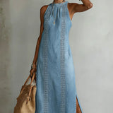 Julia | Denim jurk met vintage kantdetails