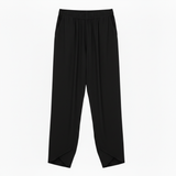 Hoog getailleerde enkellange wijde broek in linnenmix met elastische taille voor dames