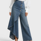 Audrey | Denim broek met overslag