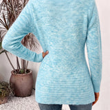 Nova | Ribgebreid Vest met Knooplus in Aqua