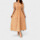 Amelia – Jurk met Ronde Hals en Bloemenprint