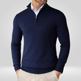 Herentrui met korte rits – slim-fit sportpullover met opstaande kraag