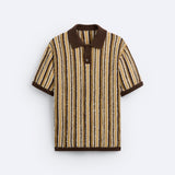 Retro Gebreide Polo met Streepdessin