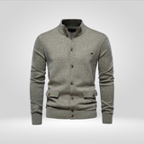 Gebreid katoenen herengilet – casual comfort met hoge kraag
