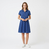 Polyester Midi-Zomerjurk met Print, Korte Mouw en Ronde Hals voor Dames