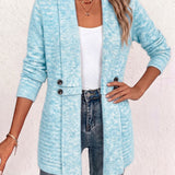 Nova | Ribgebreid Vest met Knooplus in Aqua
