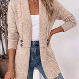 Harlow | Ribgebreid Vest in Haverbeige met Knooplus