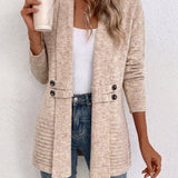 Harlow | Ribgebreid Vest in Haverbeige met Knooplus