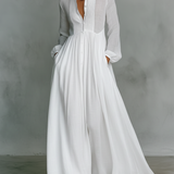 Sita | Patchwork Maxi-jurk met Hoge Hals en Lange Mouwen