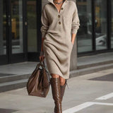 Arial | Warme, elegante en comfortabele gebreide midi-jurk