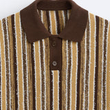 Retro Gebreide Polo met Streepdessin