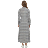 Geruite Maxi-Jurk met Knoopsluiting en Lange Mouwen voor Dames