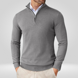 Herentrui met korte rits – slim-fit sportpullover met opstaande kraag