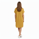 Jersey Jurk met Relaxte Pasvorm voor Dames, Kniehoogte, V-Hals met Praktische Zakken