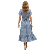 Katoenen Maxi-Jurk met Bloemenprint, V-Hals en Knopen aan de Voorkant voor Dames
