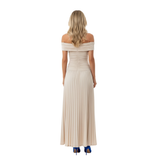 Geplisseerde schouderloze Maxi-Jurk met Open Rug voor Dames