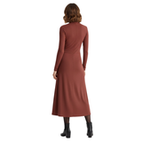 Getailleerde Maxi-Jurk met Lange Mouw en Hoge Col