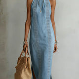 Julia | Denim jurk met vintage kantdetails
