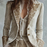 Genevieve | Ivoorkleurige Blazer met Stiksel