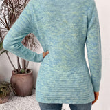 Nova | Ribgebreid Vest met Knooplus in Aqua