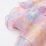 Maxi-Jurk met Bloemenprint, Ruches, V-Hals en Dunne Bandjes