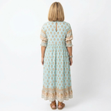 Boho Midi-Jurk voor Dames met Bloemenprint, V-Hals en Lampionmouwen