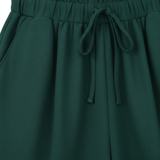 Casual wijde broek voor dames met elastische taille en decoratieve ceintuur