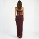 Getailleerde Avondmaxi-Jurk met Kanten Bustier en Bandjes voor Dames