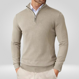 Herentrui met korte rits – slim-fit sportpullover met opstaande kraag