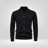 Gebreid katoenen herengilet – casual comfort met hoge kraag
