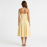 Gestructureerde Midi-Jurk met Bustier, A-Lijn en Dunne Bandjes voor Dames