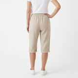 Short van katoen en linnen met elastische taille en zakken voor dames