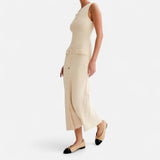 Ancienne Monde | Gebreide Maxi-Jurk met Knoopsluiting voor Dames – Mouwloze Zomerse Elegantie