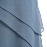 Elegante Chiffon Avondjurk met Gelaagde Ruches en Ronde Hals