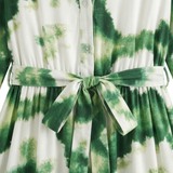Vloeiende Maxi-Jurk met Bloemenprint, V-Hals en Lange Pofmouwen