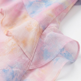 Maxi-Jurk met Bloemenprint, Ruches, V-Hals en Dunne Bandjes