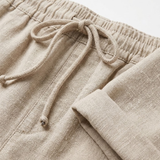 Short van katoen en linnen met elastische taille en zakken voor dames