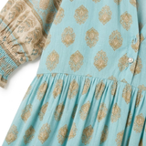 Boho Midi-Jurk voor Dames met Bloemenprint, V-Hals en Lampionmouwen