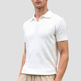 Witte Gebreide Polo met Structuurdessin