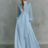 Sita | Patchwork Maxi-jurk met Hoge Hals en Lange Mouwen