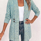 Nova | Ribgebreid Vest met Knooplus in Aqua