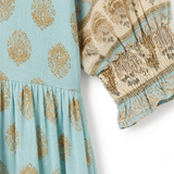 Boho Midi-Jurk voor Dames met Bloemenprint, V-Hals en Lampionmouwen