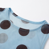 Mouwloze Maxi-Jurk met Stippen, Ronde Hals en Getailleerde Snit voor Dames