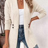 Rosalie | Ribgebreid Vest in Crème met Knopen