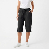 Short van katoen en linnen met elastische taille en zakken voor dames