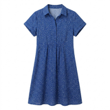Polyester Midi-Zomerjurk met Print, Korte Mouw en Ronde Hals voor Dames