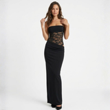 Getailleerde Avondmaxi-Jurk met Kanten Bustier en Bandjes voor Dames