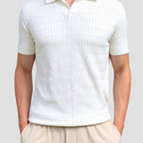 Witte Gebreide Polo met Structuurdessin